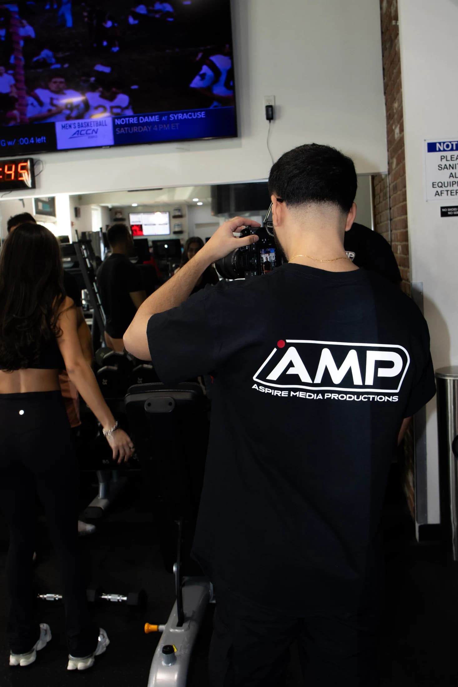 Branded Aspire crew filming local business gym content - NYC and Long Island - Aspire Media Productions